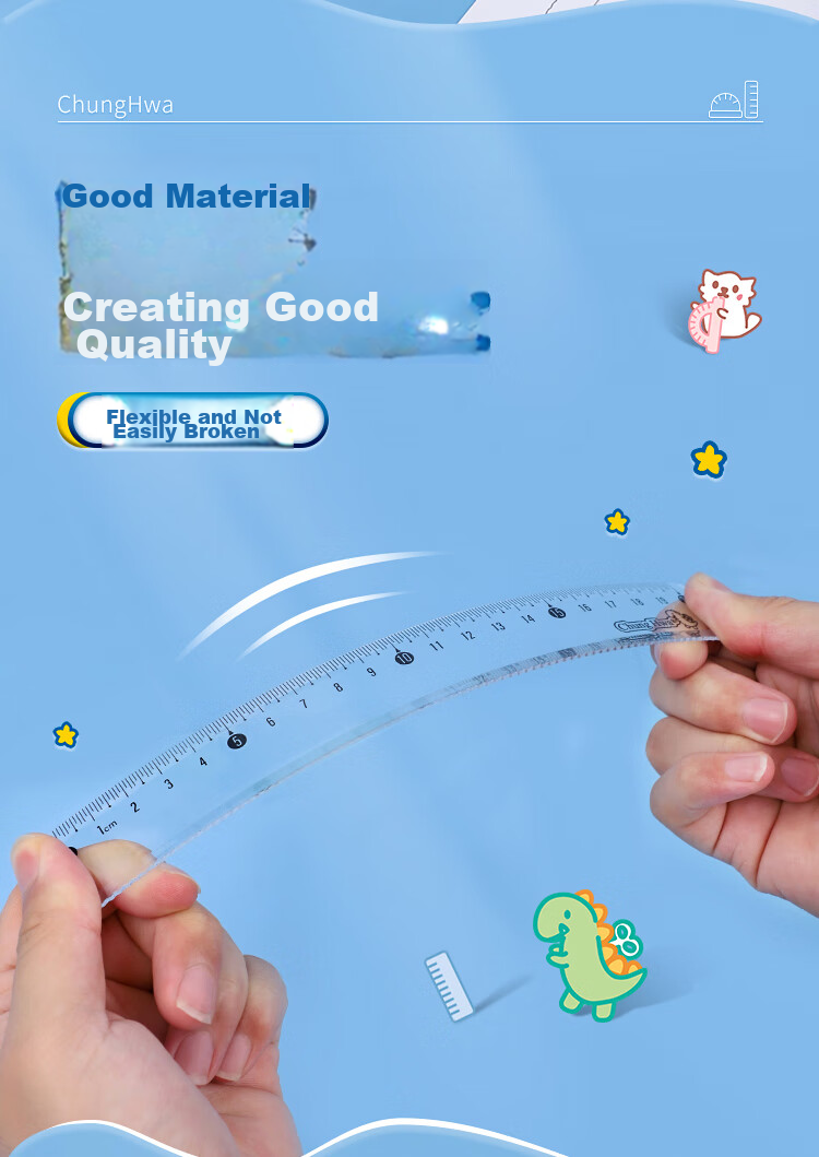 Zhonghua Student Ruler Set (15cm Straight Ruler + 2 Triangular Rulers + Protractor), Transparent Wear-Resistant PS Material, Student Exam Ruler Set for Middle School And College Entrance Exams, Drawing Ruler Set, TC0029 Pink 6