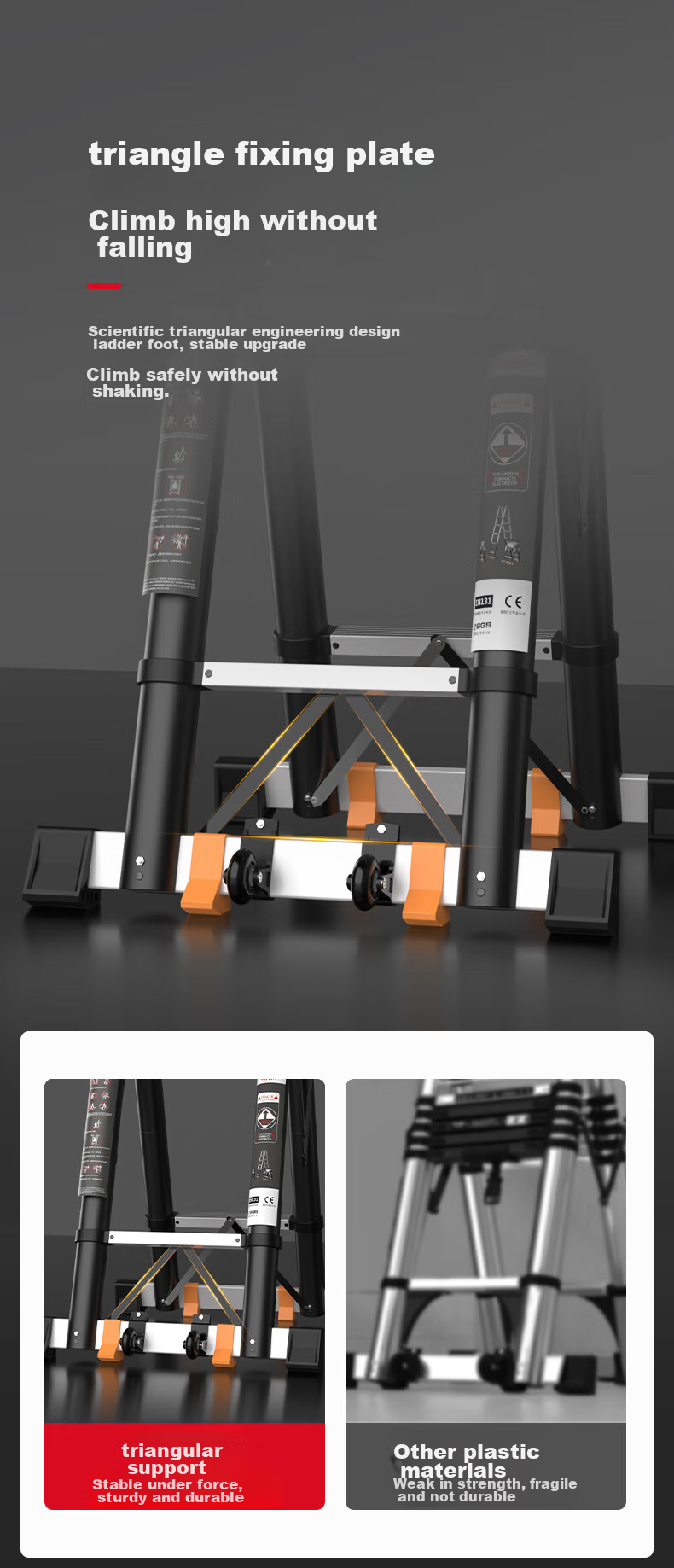 DU PONT 2nd Generation Small Cloud Ladder Household Folding Aluminum Alloy Telescopic Step Ladder 5-Step 11