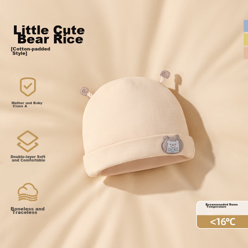 Beitaisi Baby Hat, Autumn And Winter Newborn Infant Cotton-Padded Cap for Boys And Girls, Unisex Boneless Cap for Newborns 0-3 Months, Protecting Fontanelle