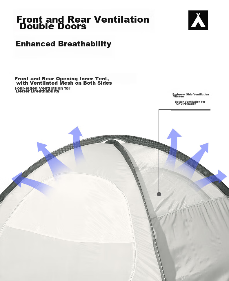 MOBIGARDEN Tent, Outdoor Camping with Snow Flap Three-Person Four-Season Tent Cold Mountain 3PLUS NXZQU61018, Dawn Mist White 5