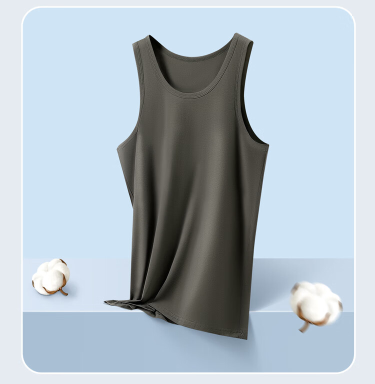 Hodo Men's Solid Color Soft Cotton Sleeveless Undershirt, Round Neck Breathable Sports Tank Top 16