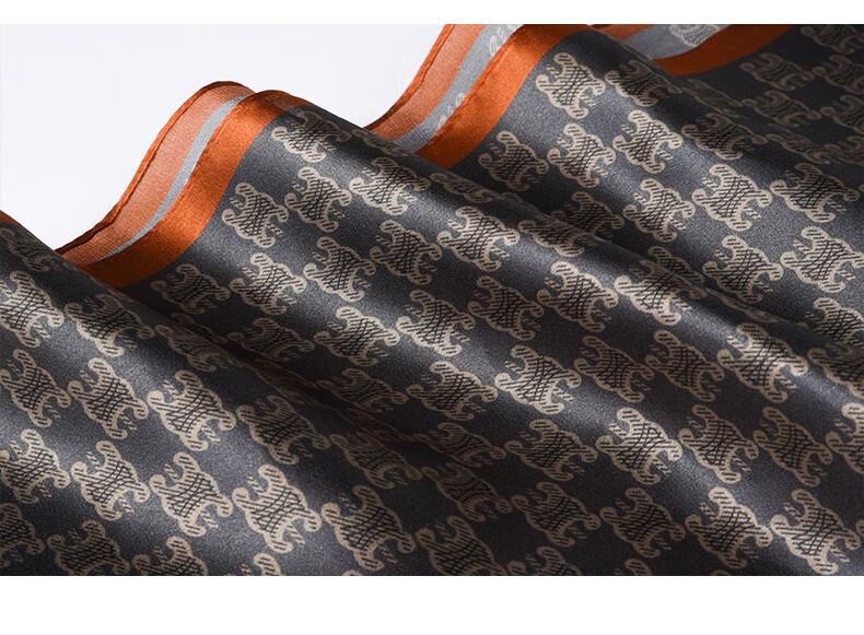 Hangsifu Silk Scarf, Neck Protection Mulberry Silk Small Square Scarf, Business Necktie, Birthday And Holiday Gift for Dad Or Husband, Gray-Orange 8
