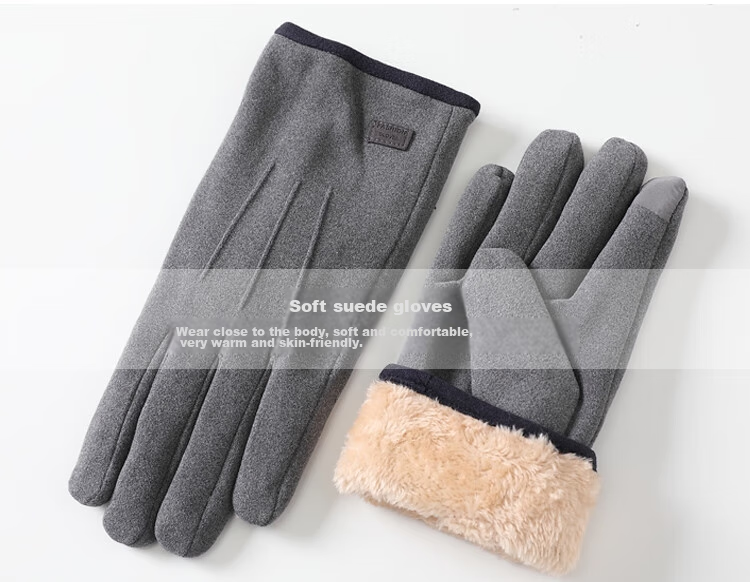 JIUMU Warm Gloves for Men, Winter Thickened Fleece-Lined, Suitable for Cycling And Driving, Windproof And Cold-Resistant, Touchscreen Compatible 4