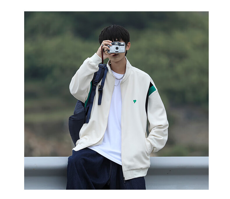 Foss Phil Washed Vintage Denim Jacket Men Spring Autumn Casual Youth Loose Retro Coat Q2481 Vintage Blue M 9