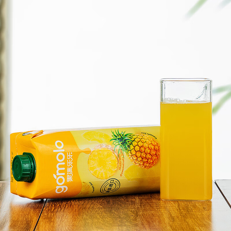 果满乐乐（gomolo）塞浦路斯进口菠萝汁大瓶装100%纯果汁饮料1升*4瓶火锅宴席聚餐