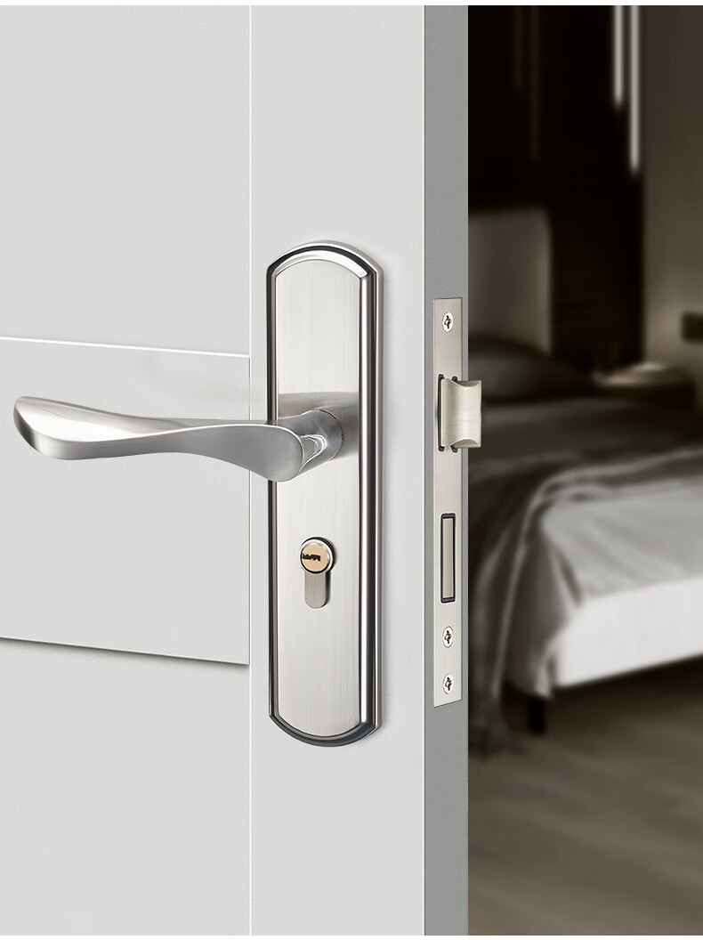 Chugong Door Lock, Interior Door Lock, Bedroom Door Lock, Stainless Steel Adjustable Wooden Door Handle Lock, Adjustable Panel, 125 Lock Body 5