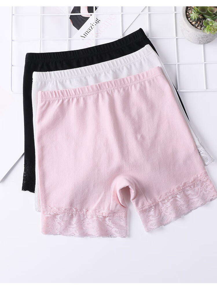 LangSha Children's Underwear, Girls' Safety Shorts, Cotton Anti-Exposure Underpants, Big Kids Boxer Briefs, 2-Pack, Pink And White, Size 130 14