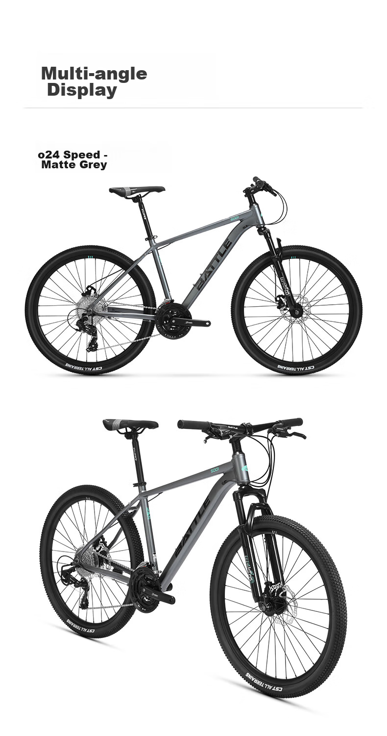 BATTLE Mountain Bike, 26-Inch, Shimano 24-Speed, Hydraulic Disc Brakes, for Men And Women, Adult And Student Use, City And Off-Road Bicycle 24