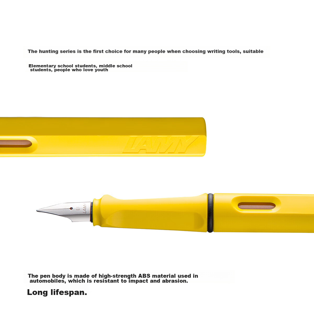 LAMY Fountain Pen Gift Box, Safari Series Handwriting Practice Fountain Pen, Student Stationery Office Gift, Holiday Present Corporate Bulk Purchase, White Barrel Black Clip 0.7mm 7