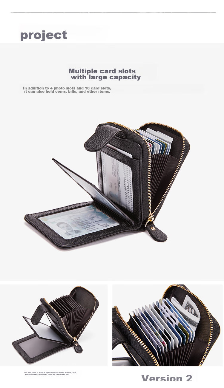 BOSTANTEN Top-Grain Leather Card Holder with Multiple Slots, Accordion Wallet for Men, Coin Purse, Birthday Gift for Husband, Boyfriend, Or Father 12