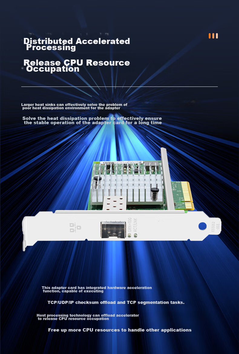 EB-LINK Intel 82599 Chip, PCI-E X8 10G Gigabit Single-Port Fiber Optic Network Card, X520-DA1 SFP+ Optical Port Server Network Adapter 5