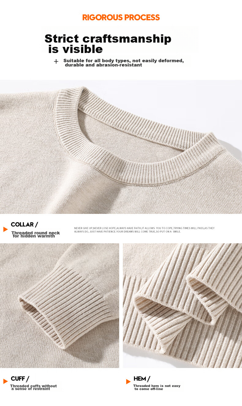 Warrior Round Neck Sweater for Men, Autumn And Winter Solid Color Warm Heavy Knit Pullover, Thick Inner Layer Base Shirt YD 6