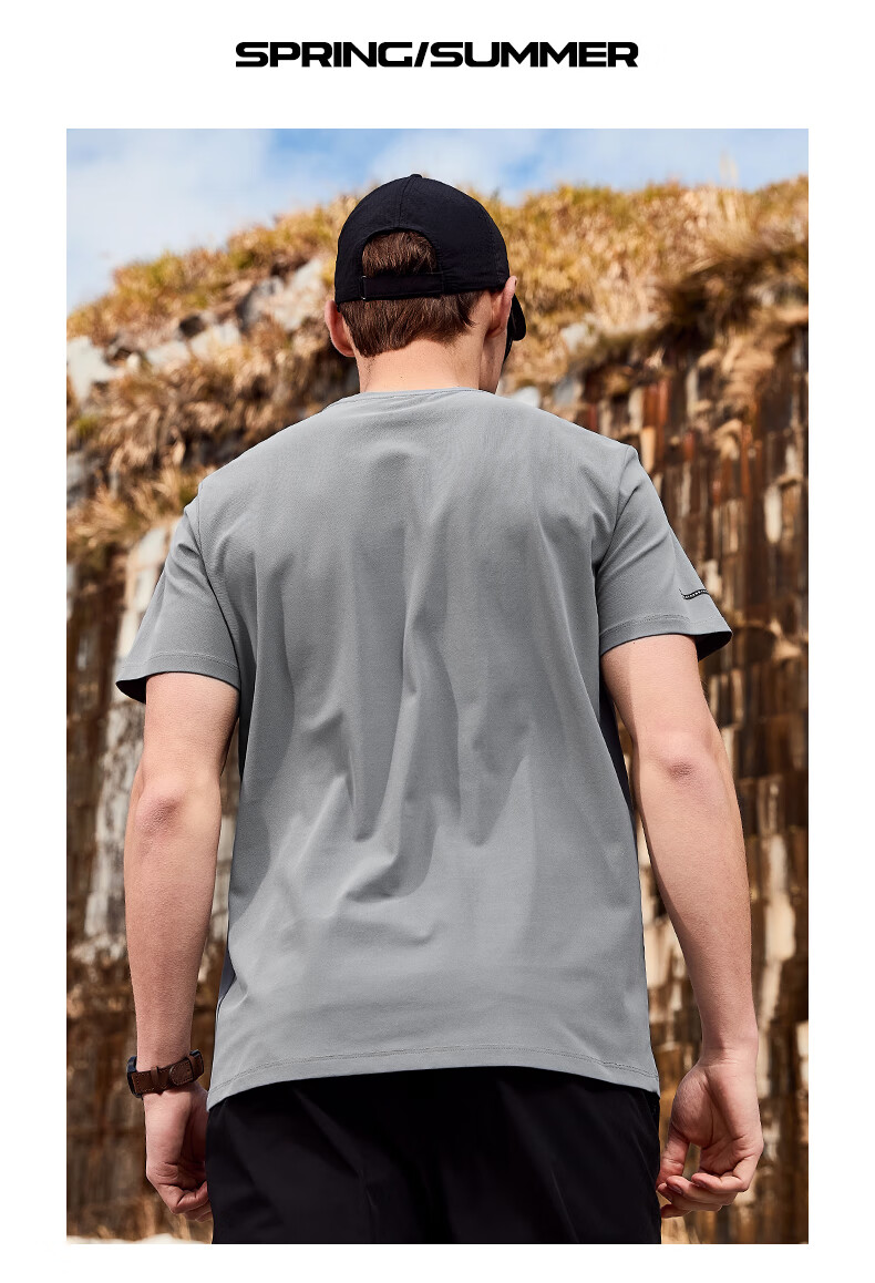 JEEP Men's Short-Sleeve T-Shirt, Outdoor Sports Breathable Quick-Dry Tee, Moisture-Wicking Short-Sleeve Top for Men, 565 Gray Blue L 27