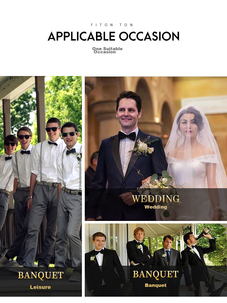 FitonTon Wedding Banquet Bow Tie for Men, Business Groom's Bow Tie, Gift Box Set for Boyfriend, New Year And Valentine's Day Present 14