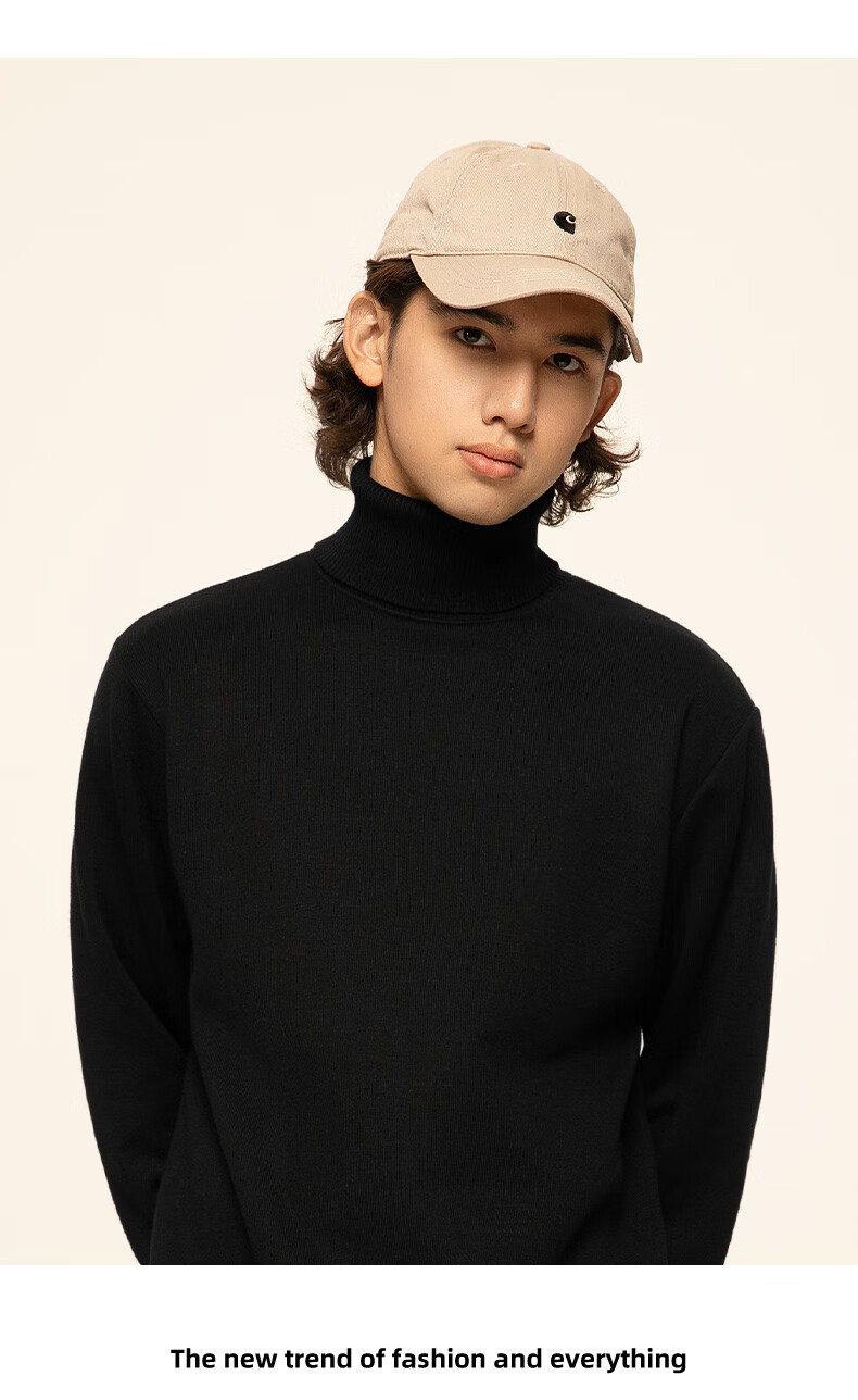 GENIOLAMODE [Endorsed by Ao Ruipeng] Men's Winter High Neck Versatile Base Knit Sweater Black 3XL 10