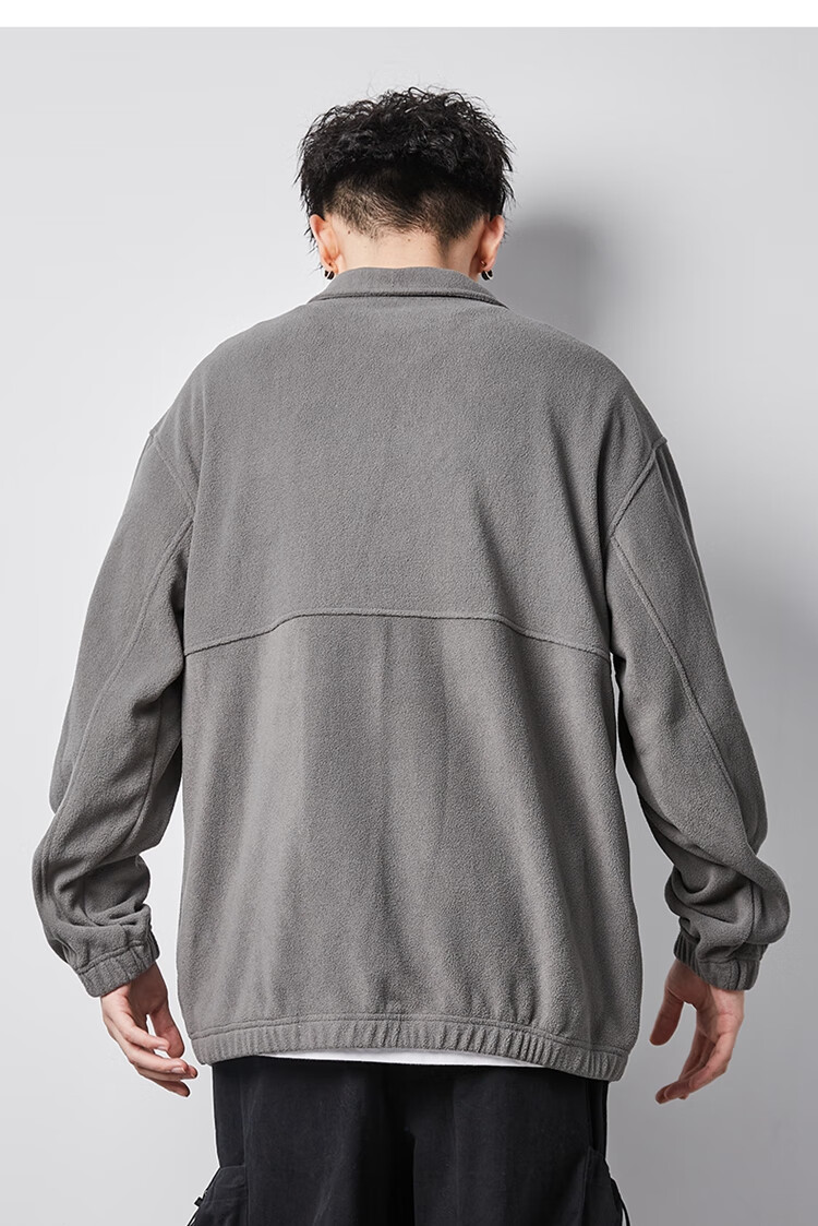 TonLion Men's Sherpa Fleece Jacket, Stand Collar, Loose Casual Jacket, Elegant Gray/second Batch, Size L 18