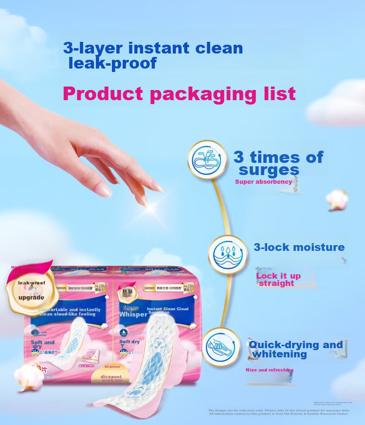 Hushubao [Quick-Drying Cloud-Soft] Sanitary Napkins, Heavy Flow Daytime Use, 284mm, 24 Pieces, Cloud-Feel Cotton Menstrual Pads, Ultra-Thin Breathable, Self-Operated 2