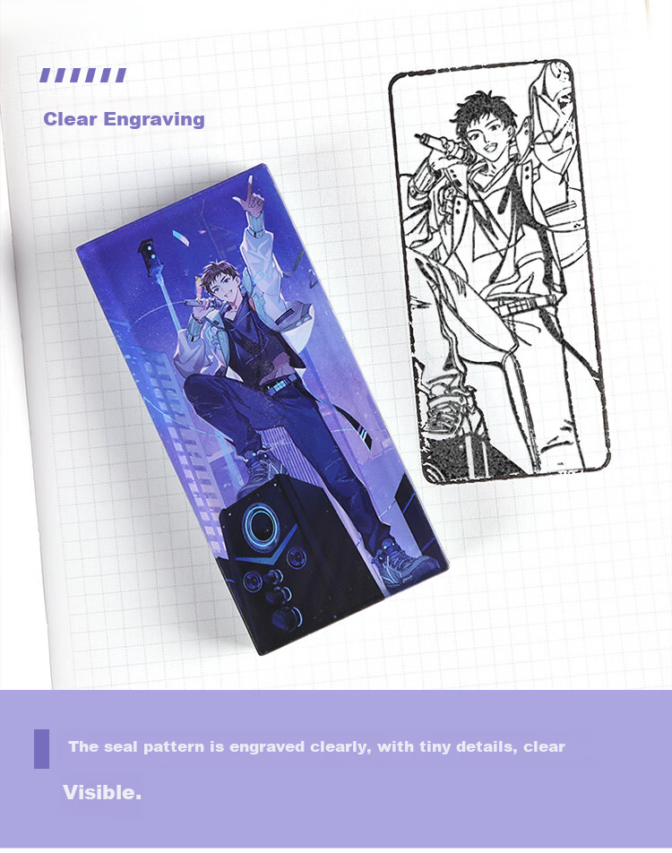 Kinbor Children's Band Zhang Qiling's Grave Robbers' Chronicles Acrylic Stamp Gift Box, Journal Diary DIY Decoration Stationery Set, Anime-Style Guzi DT57582 Gift 7