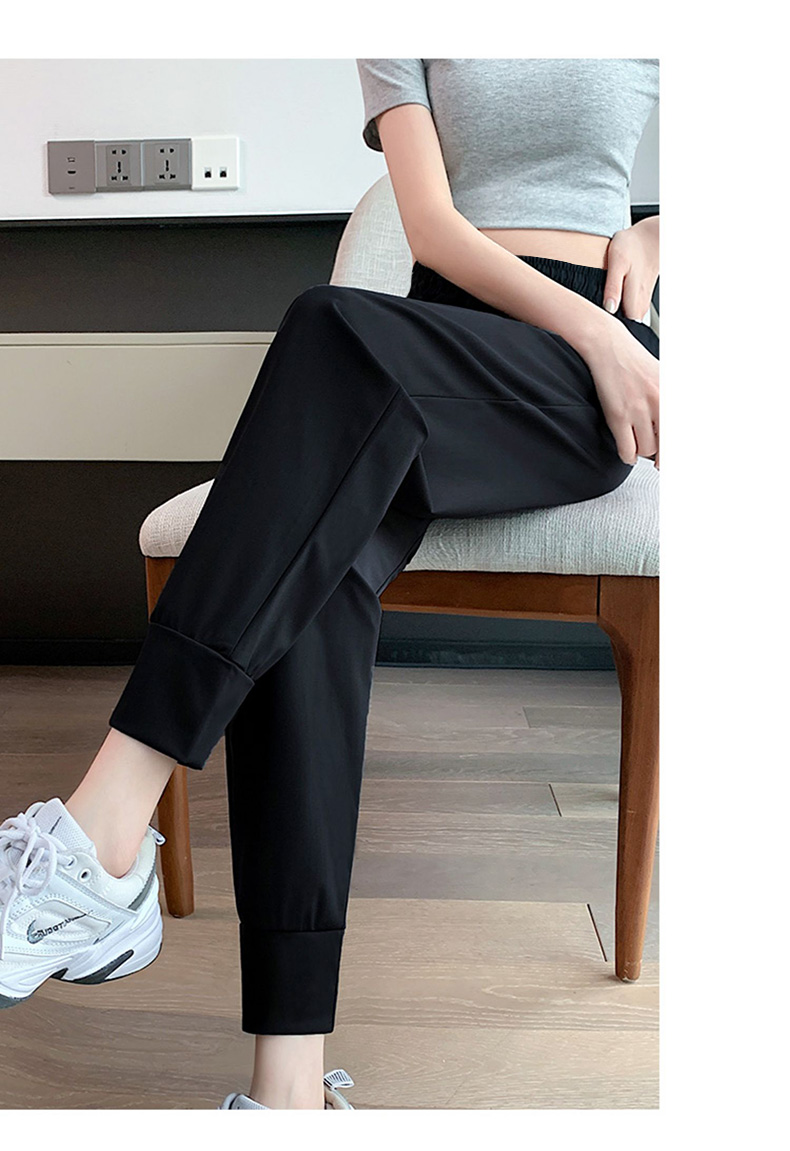 XUEXIMAN Ice Silk Sports Pants for Women, Summer Lightweight Loose Casual Pants, Elastic Ankle Harem Black Slimming Quick-Dry Women's Trousers Black 13