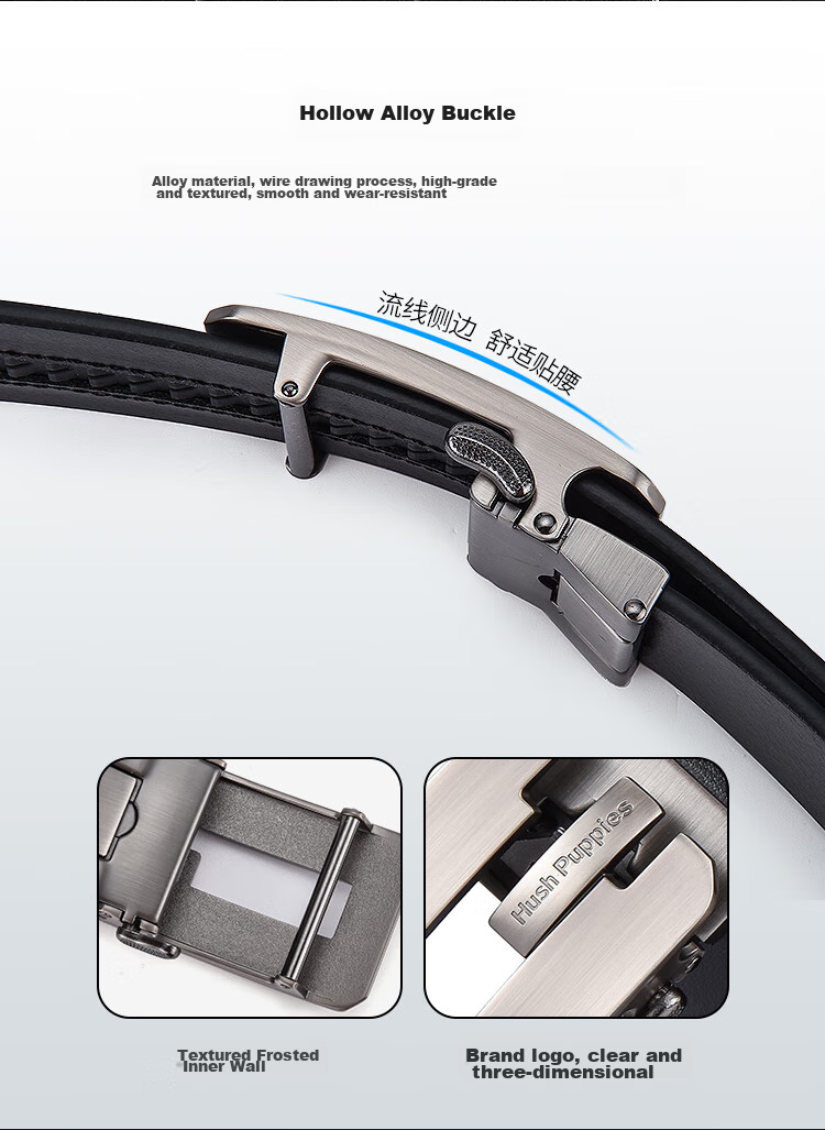 Hush Puppies Men's Genuine Leather Automatic Buckle Belt Fashion Business Trendy Birthday Gift for Boyfriend and Dad 4