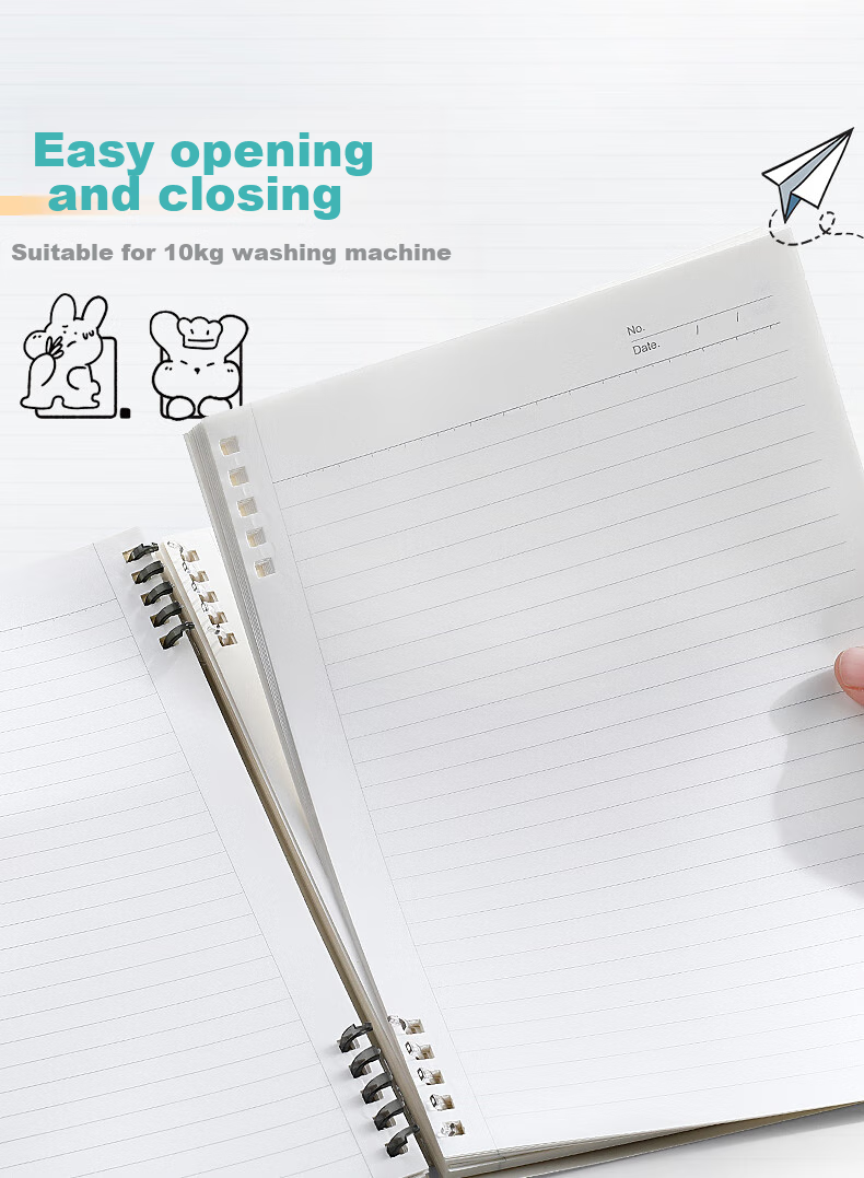 Wengu Loose-Leaf Notebook A5/60 Sheets with Five-Ring Binder, Detachable Pages, Student High-Quality Ruled Notebook for Men, Journal HC-003 (A5)A 8