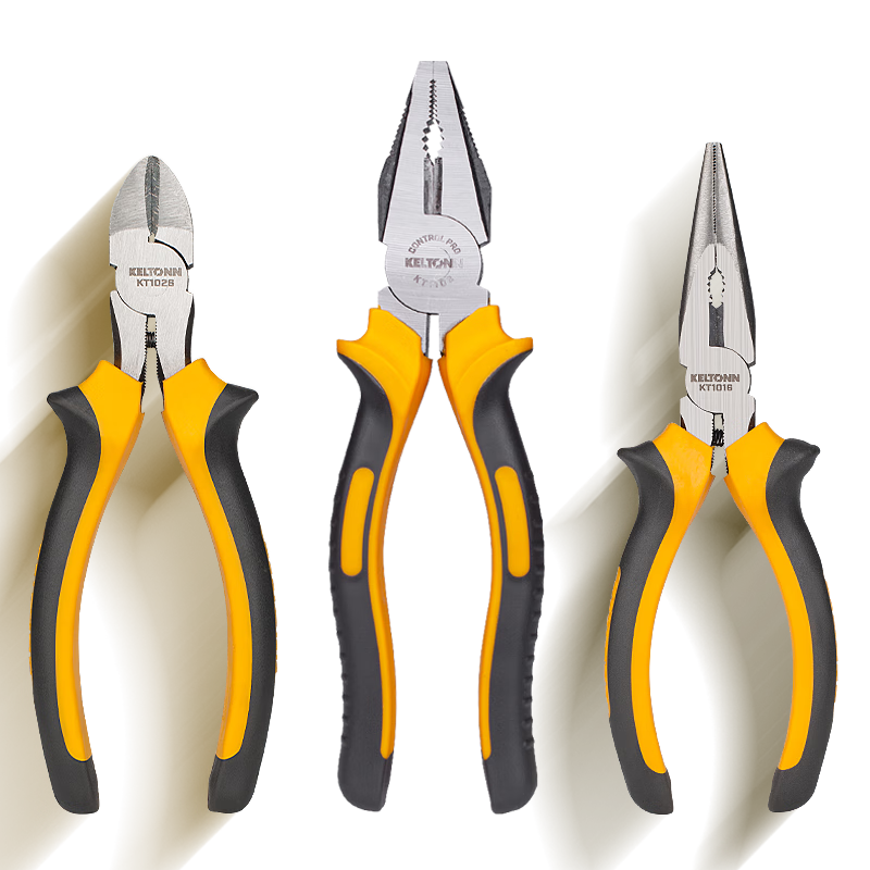 KELTONN Pliers Three-Piece Set: Tiger Pliers, Wire Pliers, Long Nose Pliers, Diagonal Cutting Pliers, Side Cutters, Labor-Saving Gripping Electrician Tools
