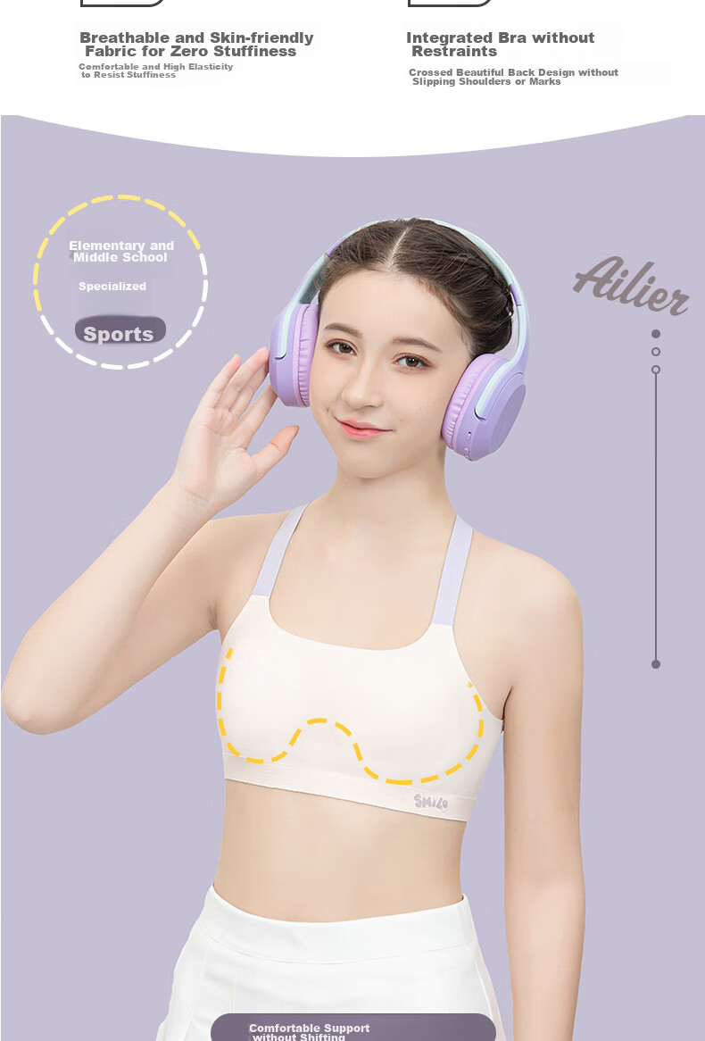 Ailier&ouluola Girls' Underwear, Puberty Bra for Teenagers, Middle School Students, Ages 12-16, Developmental Stage, Small Vest, Skin Color L 3