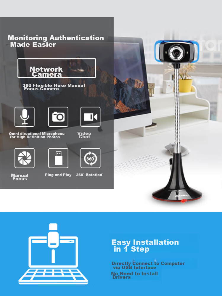 Aoni Computer Camera, 1080P Full HD Facial Recognition Capture, Hotel Real-Name Authentication Camera, No Driver Installation Required, Built-In Microphone, C32 1