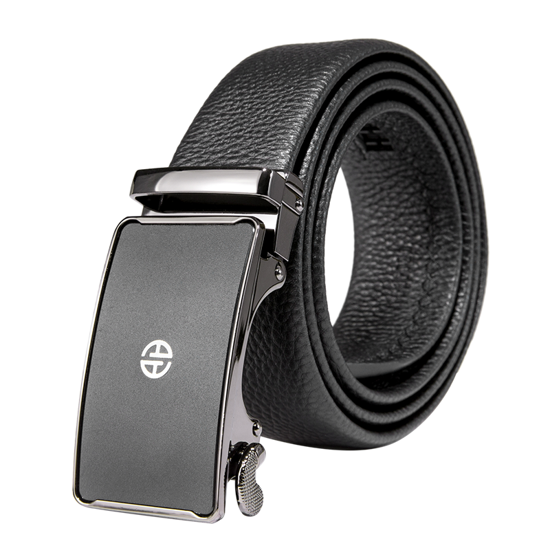 Aokang Men's Belt, Top-Grain Leather, Automatic Buckle, Business Trouser Belt, Birthday Gift for Husband