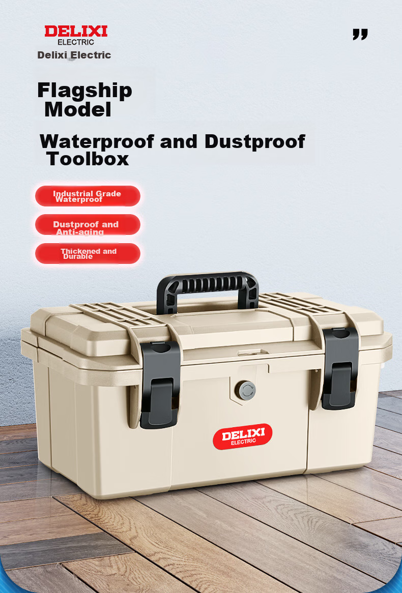 DELIXI Hardware Toolbox, Industrial-Grade Household Waterproof Box, Multifunctional Storage Box, Thickened Electrician's Car-Mounted Repair Kit 1