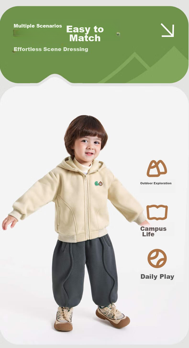 Ciciibear [One-Piece Fleece] Boys' Fleece-Lined Jacket, Children's New Style Baby Hoodie, Autumn And Winter Outdoor Warm Outerwear 8