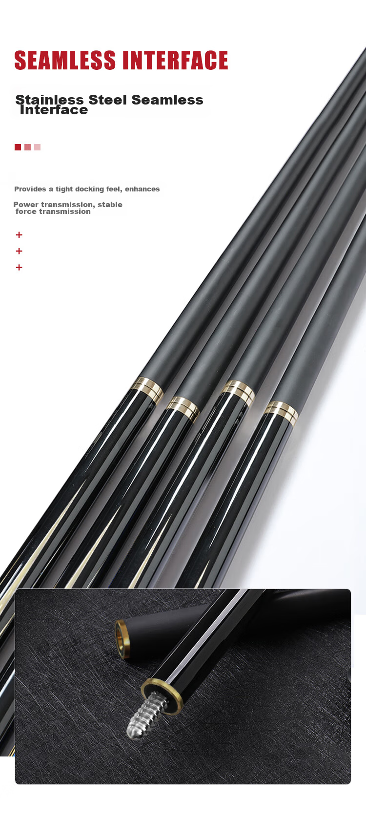 INVUI Pool Cue Tip, Chinese Black 8 High-Tech Carbon Fiber Detachable Billiard Cue with Cue Case CR10 6
