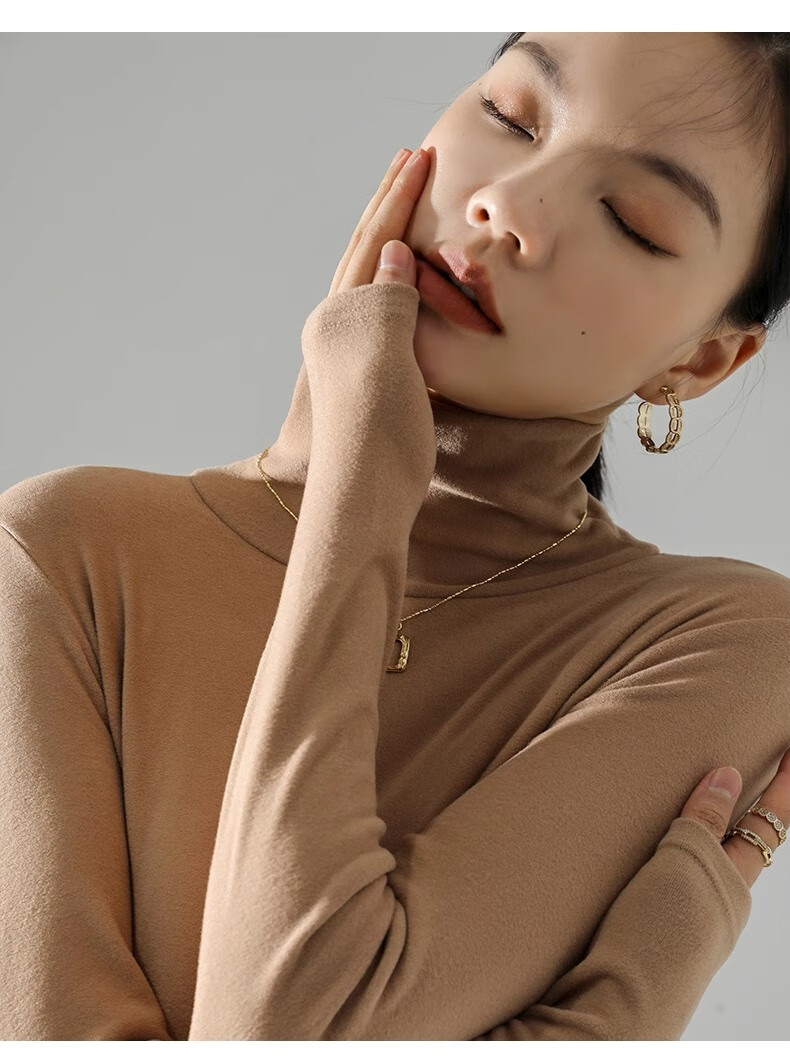 LangSha Turtleneck Base Layer for Women, Double-Sided German Velvet, Spring And Autumn Wearable, Inner Layer for Autumn, Long Sleeve, Turtleneck Top 13