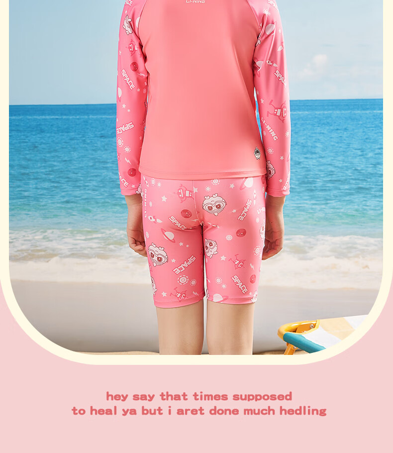 Li-Ning Children's Swimwear, Boys And Girls Two-Piece Long-Sleeve Surfing Suit, Professional Sun Protection, Breathable Quick-Dry Swimsuit, 908 Blue, Size 120 25
