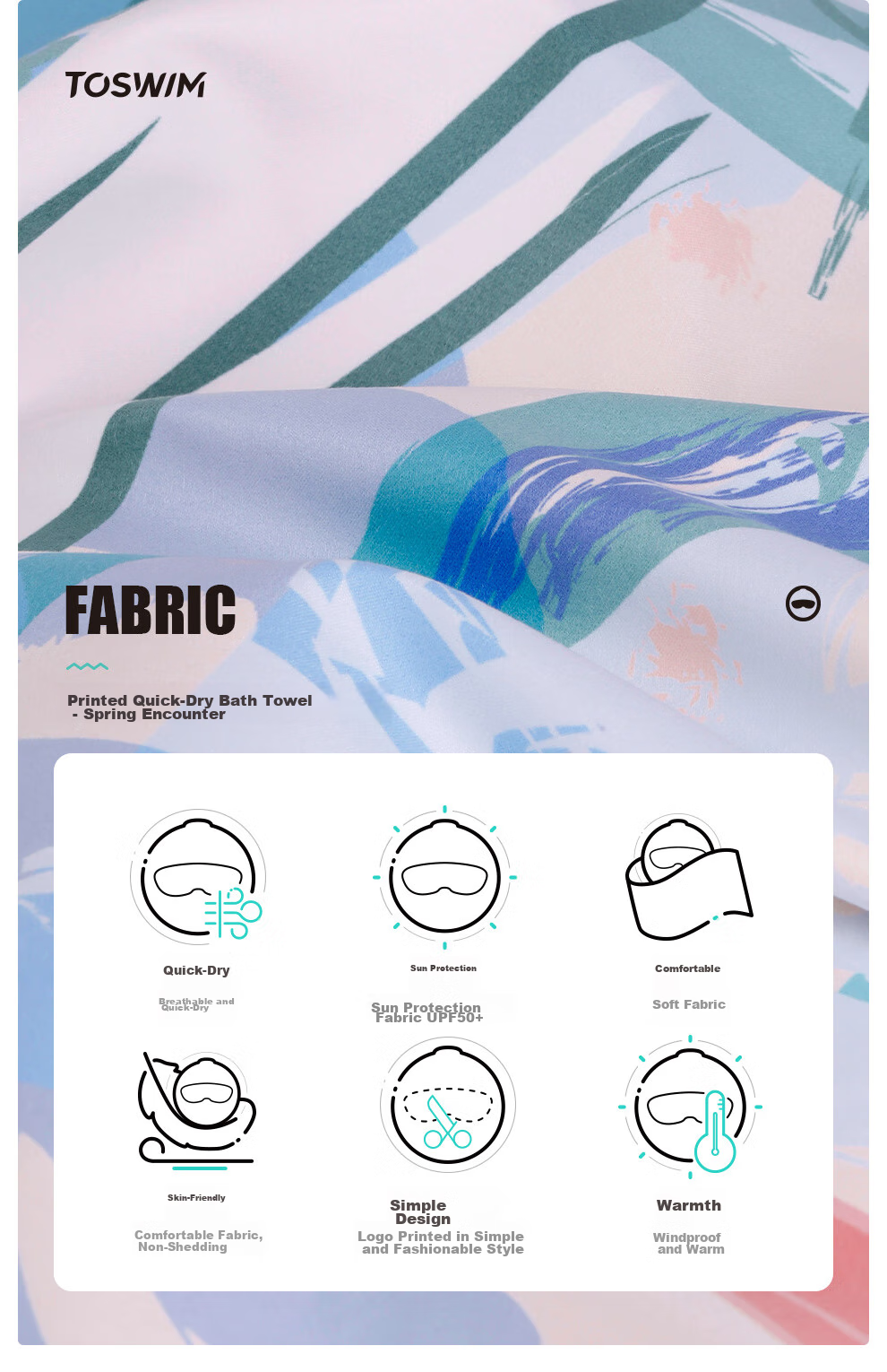 TOSWIM Quick-Drying Bath Towel, Swimming Towel, Sports Absorbent Towel, Travel Towel, Fast-Drying Beach Towel, Chunri Xiegu 2