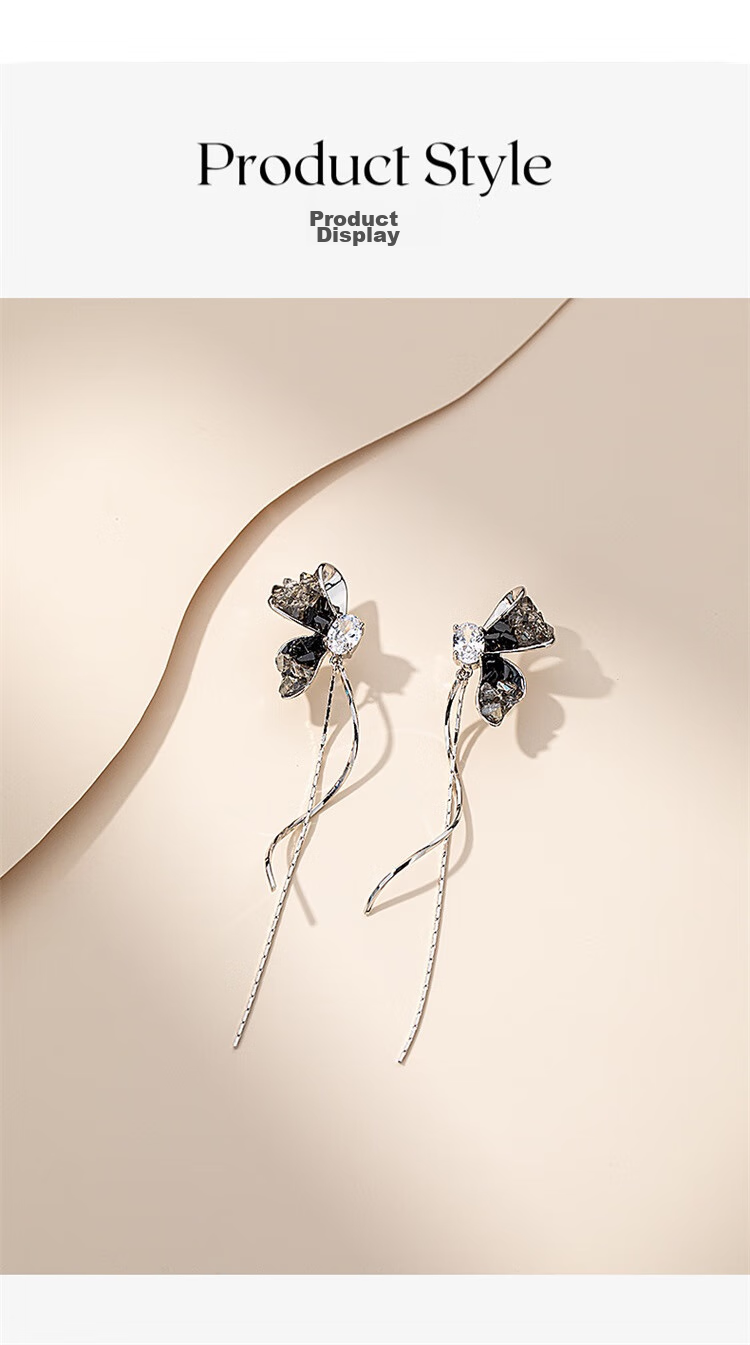 Qlady Gradient Butterfly Tassel Earrings for Women, 2026 New Style Elegant High-End Silver Stud Earrings, Niche Design Ear Jewelry Gift 6