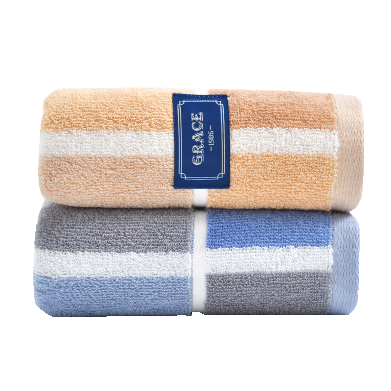 Grace Towels And Home Textiles, Xinjiang Cotton Class A Towels, 2-Pack Pure Cotton Thickened Plaid Soft Highly Absorbent Face Towels for Sports