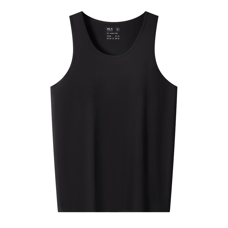 HLA Men's Sleeveless Vest Ice Silk 5A Antibacterial Cooling Breathable Basic Thin Undershirt 2-Pack