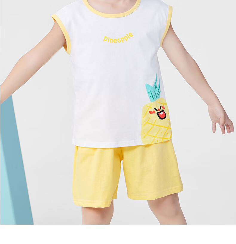 Minimumuwu Children's Vest Set Summer Sleeveless T-Shirt Set for Boys And Girls, Cool And Breathable, Heihehu, Size 100 15