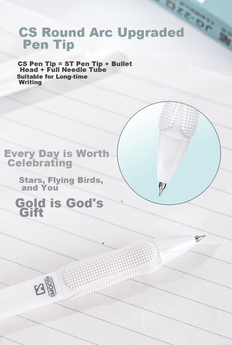 CHENQI STATIONERY Smooth Writing Gel Pen, 0.5mm CS Tip, Retractable Pen, Office Supplies, Black, 12 Pens/box JG-37 4