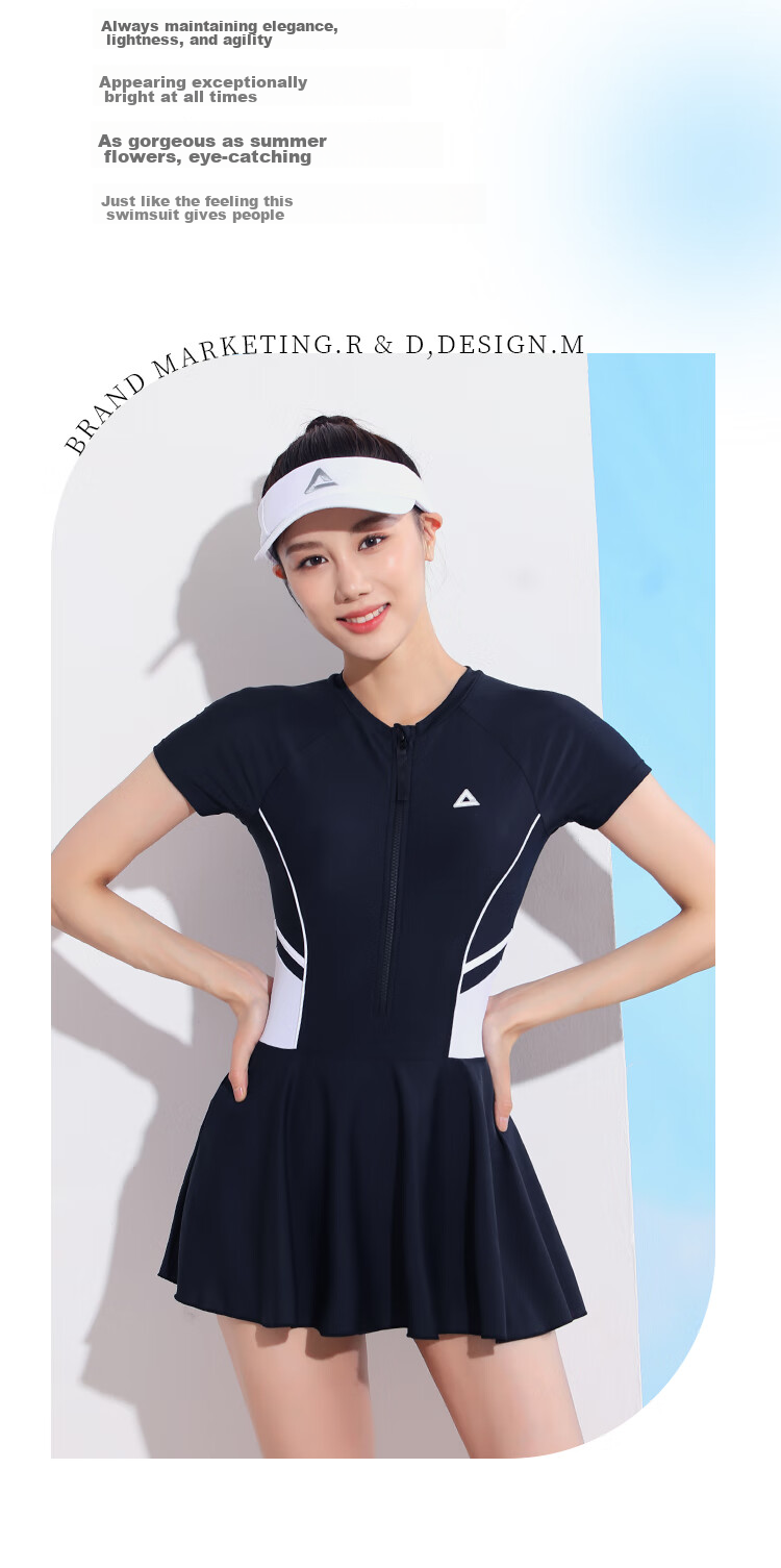 PEAK Women's One-Piece Swimsuit Dress, Tummy Control, Slimming, Comfortable, Quick-Drying, Casual, Conservative, Hot Spring Beach Dress Swimwear, Black XXXL 2