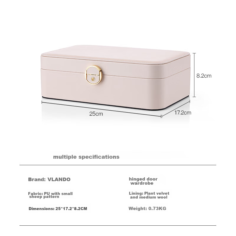 VLANDO Portable Double-Layer Lockable Jewelry Box, Travel Anti-Oxidation Earring Necklace Storage Box, High-End Luxury Mid-Autumn Festival Gift