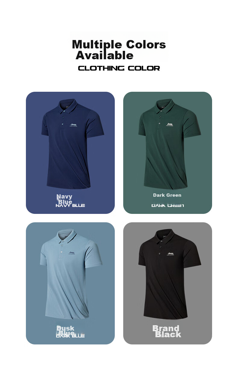 Jeep Quick-Dry Polo Shirt for Men, UPF40+ Sun Protection Short-Sleeve T-Shirt, Men's Outdoor Collared Quick-Dry Shirt, 9905 Navy Blue, 4XL 13