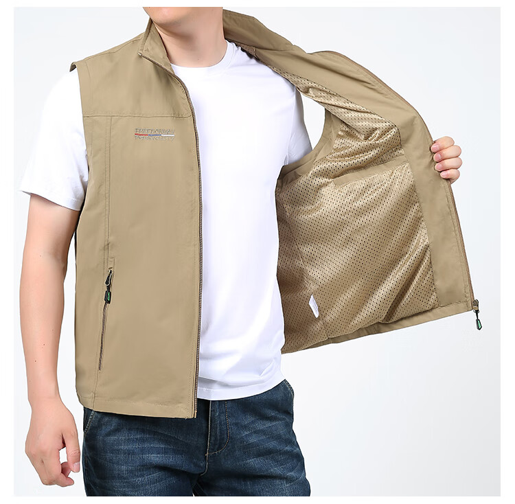 VANCAMEL Men's Outdoor Quick-Dry Casual Vest with Multiple Pockets for Fishing And Photography, Khaki, 2XL 5