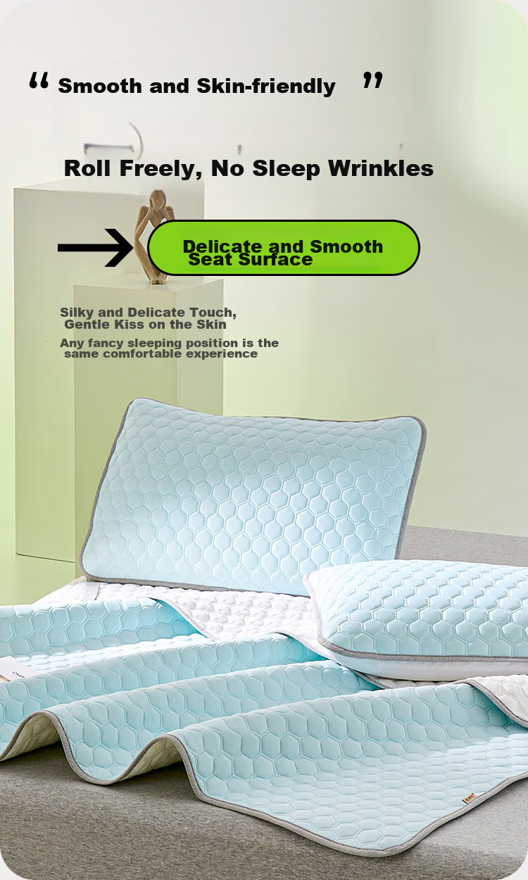 Laoxijiang Class A Latex Mat Cooling Mat Double Size Three-Piece Set Light Blue 180*200 [Machine Washable] 11