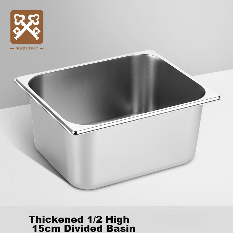 Jinyaoshi Stainless Steel Portion Pan, 1/2 Straight-Sided with Rolled Edges, Serving Dish for Buffet And Fast Food, 15cm Square Pan GK-MFS12