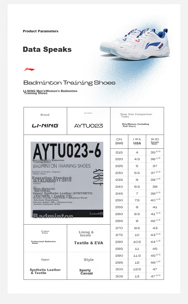 Li-Ning Badminton Shoes, Unisex Fly Leg Design, Non-Slip Wear-Resistant Tennis Shoes, Table Tennis Shoes, Low-Profile Flying Sports Shoes 17
