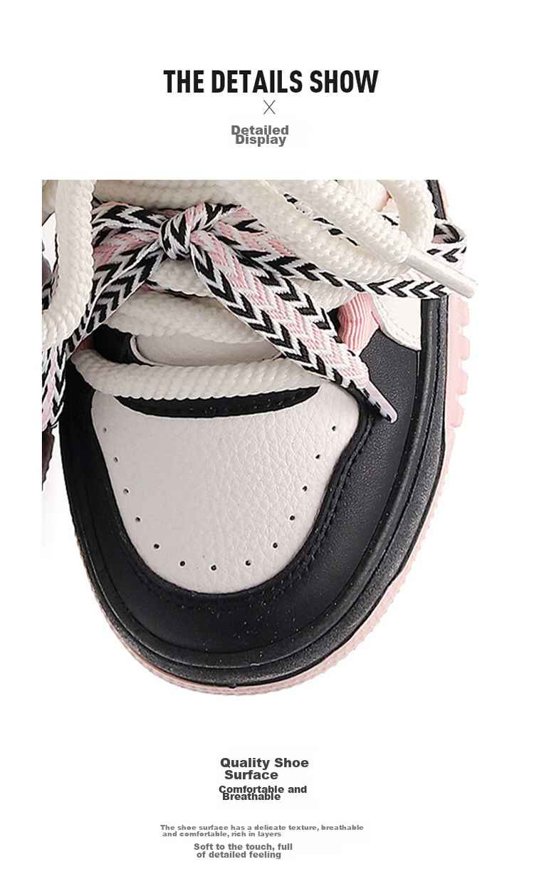 TonLion Women's Shoes, Spring And Summer 2026 Thick-Soled Sneakers, Ladies Casual Shoes, Versatile Sports Dad Shoes, White Black Pink, Size 37 7