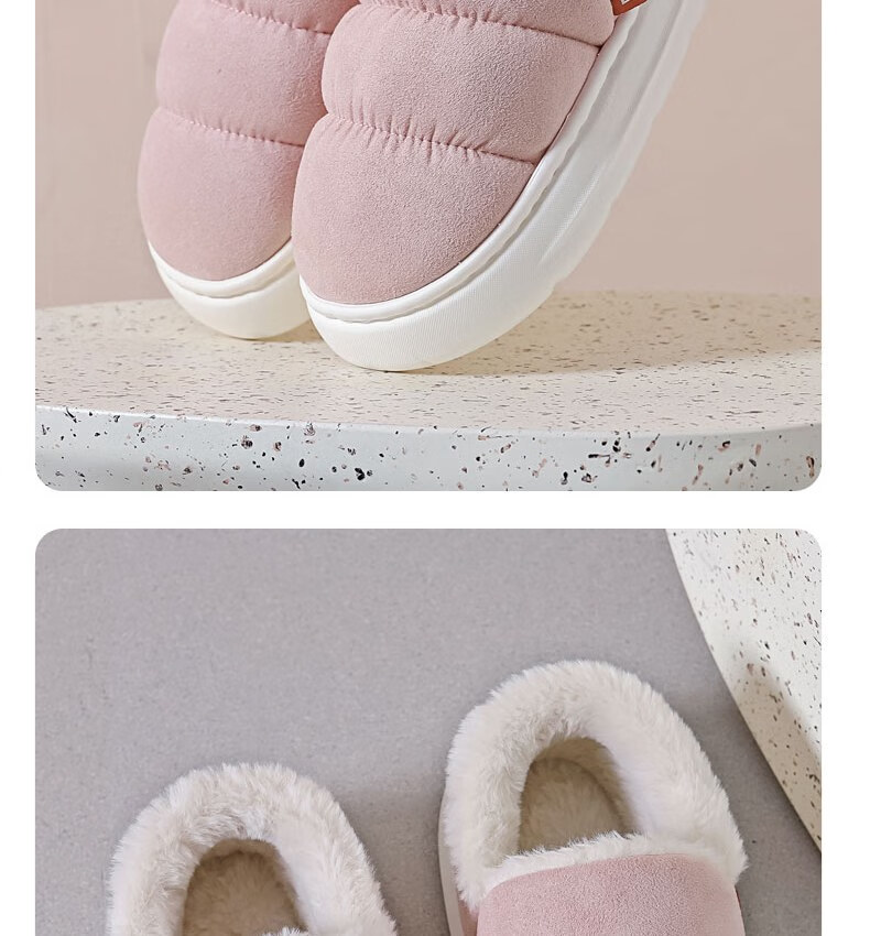Huili Cotton Slippers with Cotton Lining, Warm And Thick, Suitable for Indoor And Outdoor Wear, Non-Slip, HL0795, Pink, Size 38-39 18