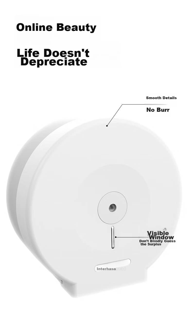 Interhasa! Large Roll Paper Dispenser Wall-Mounted Public Restroom Tissue Box Commercial Toilet Paper Holder No Drilling Required E51023 13